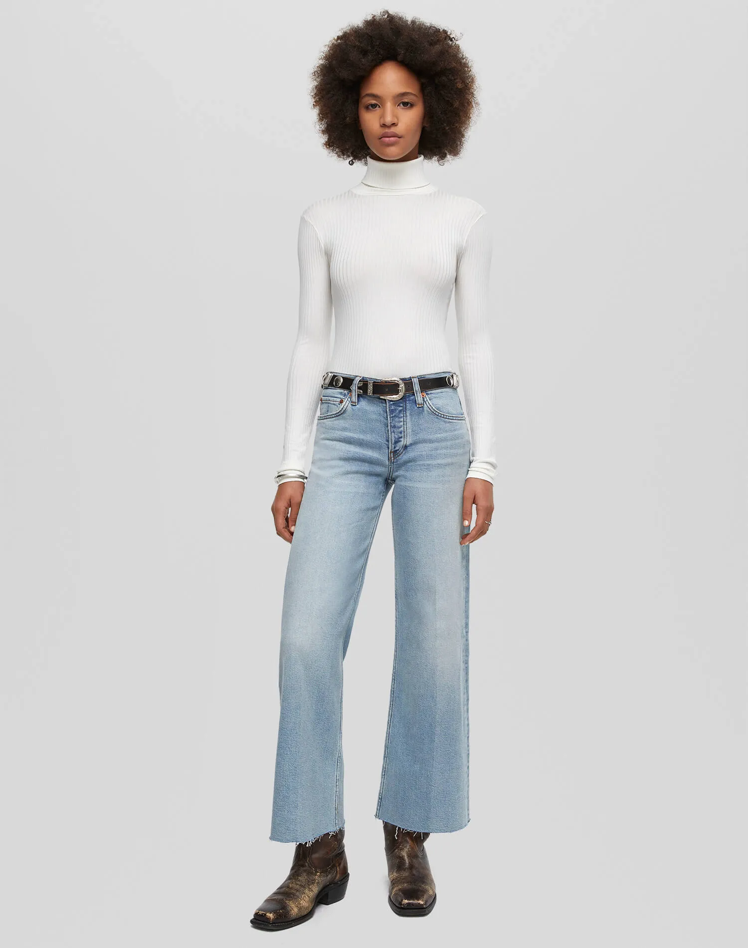 Comfort Stretch Mid Rise Wide Leg Crop - Undertow sold by Re/Done product image thumbnail 2