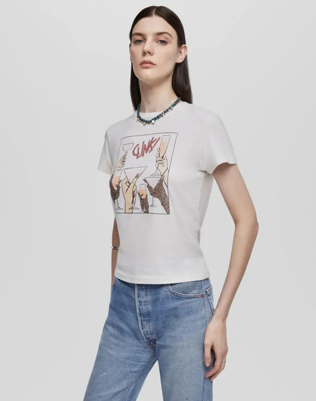 Classic "Cheers" Tee - Vintage White sold by Re/Done