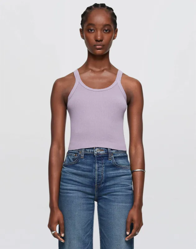 Hanes Cropped Ribbed Tank - Lavender sold by Re/Done