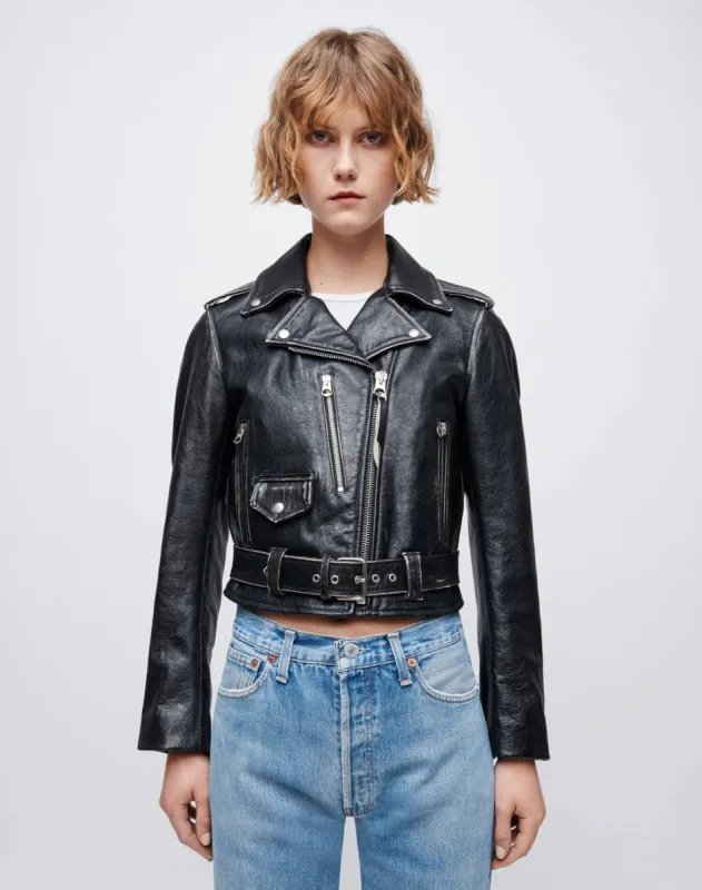 Leather Moto Jacket - Vintage Black sold by Re/Done