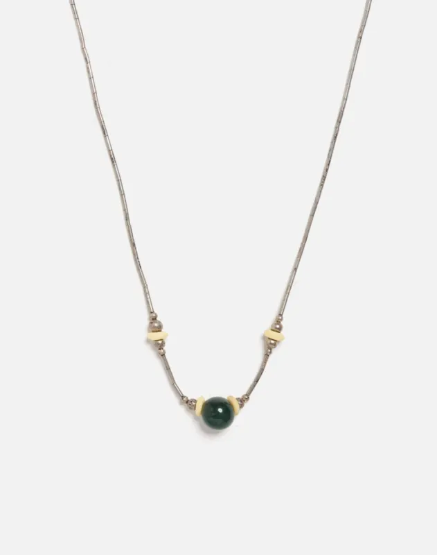 70s Tube Bead Liquid Silver Necklace - #29 sold by Re/Done