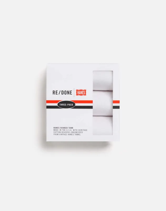 Ribbed Tank 3 Pack - White sold by Re/Done