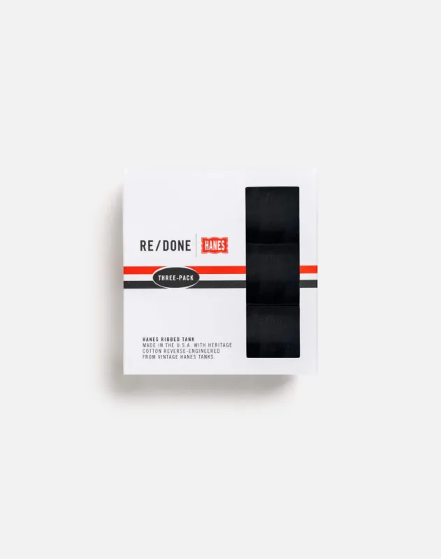 Ribbed Tank 3 Pack - Black sold by Re/Done