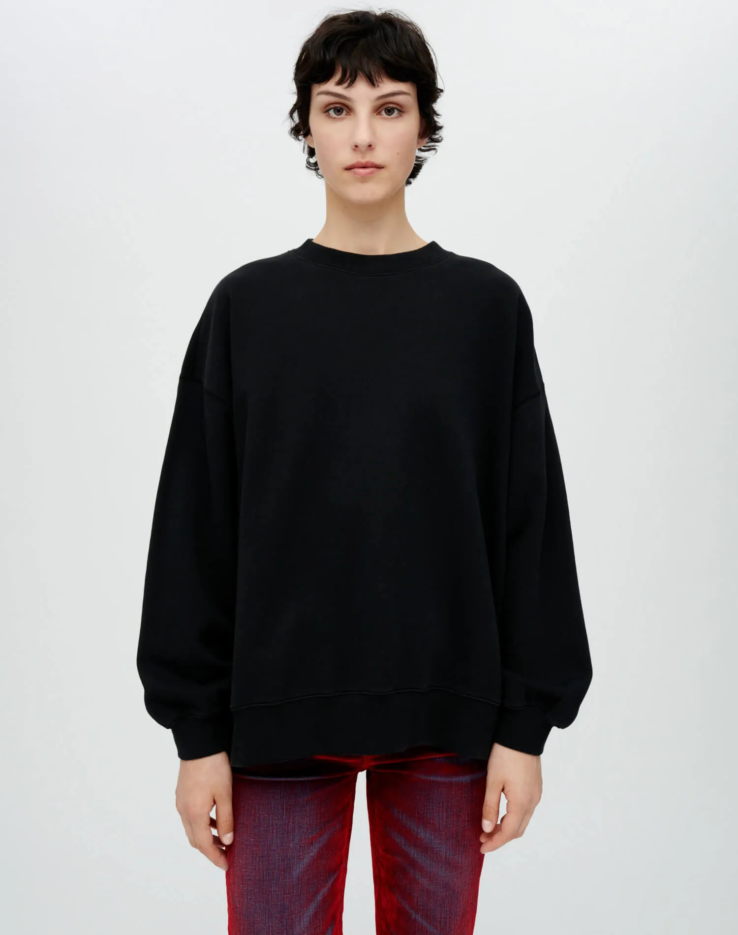 Hanes Oversized Crewneck Sweatshirt - Black sold by Re/Done