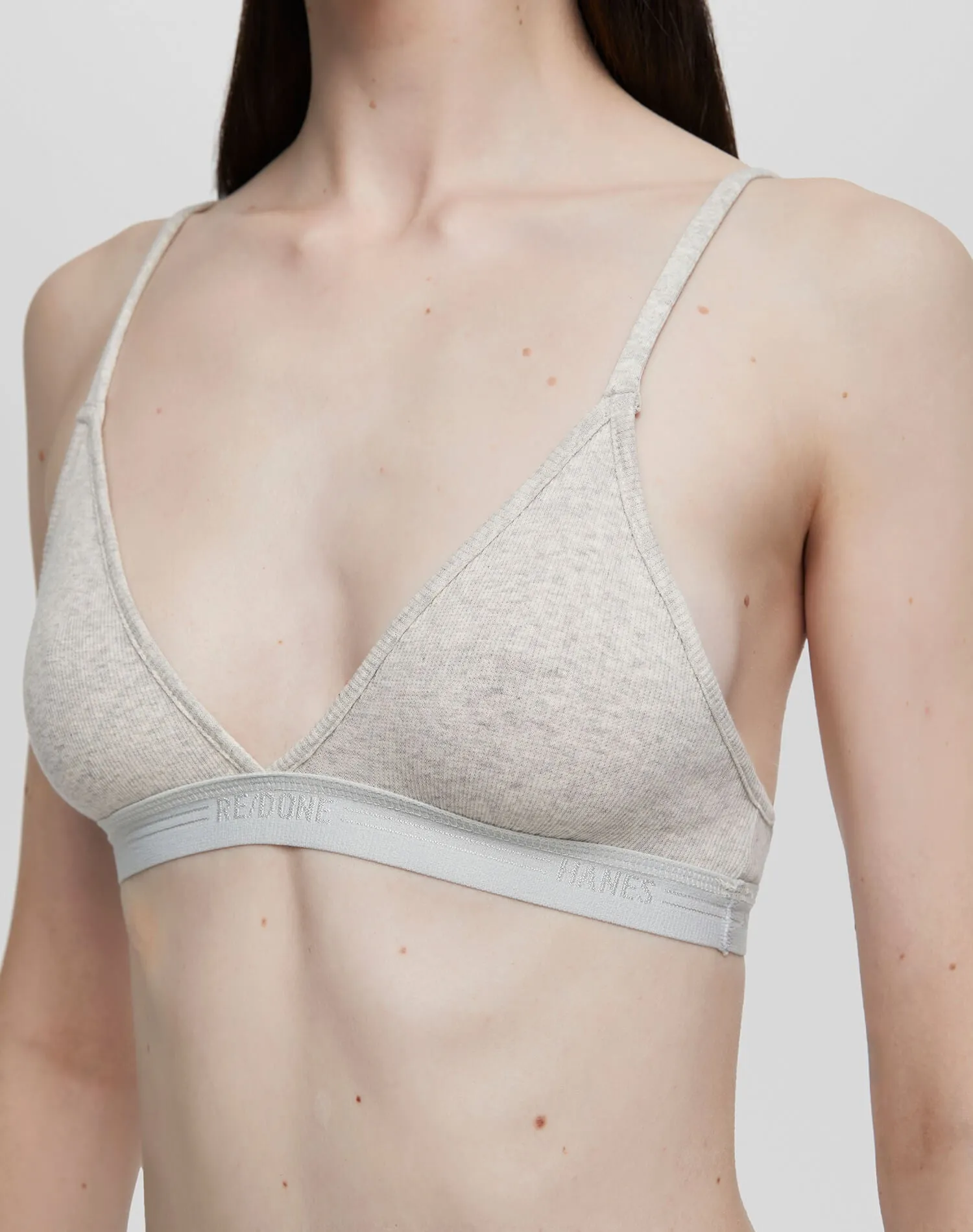 Hanes Ribbed Triangle Bra - Heather Grey sold by Re/Done product image thumbnail 3