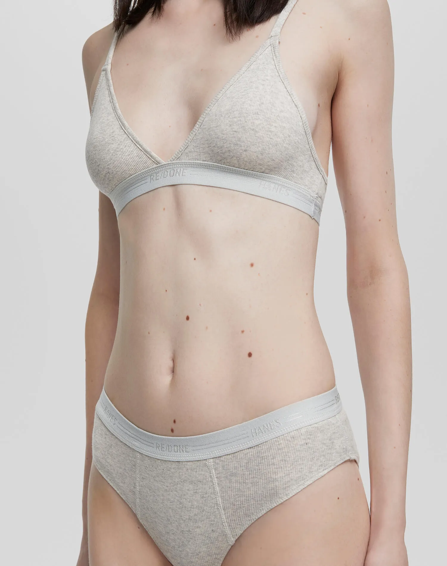 Hanes Ribbed Triangle Bra - Heather Grey sold by Re/Done product image thumbnail 5