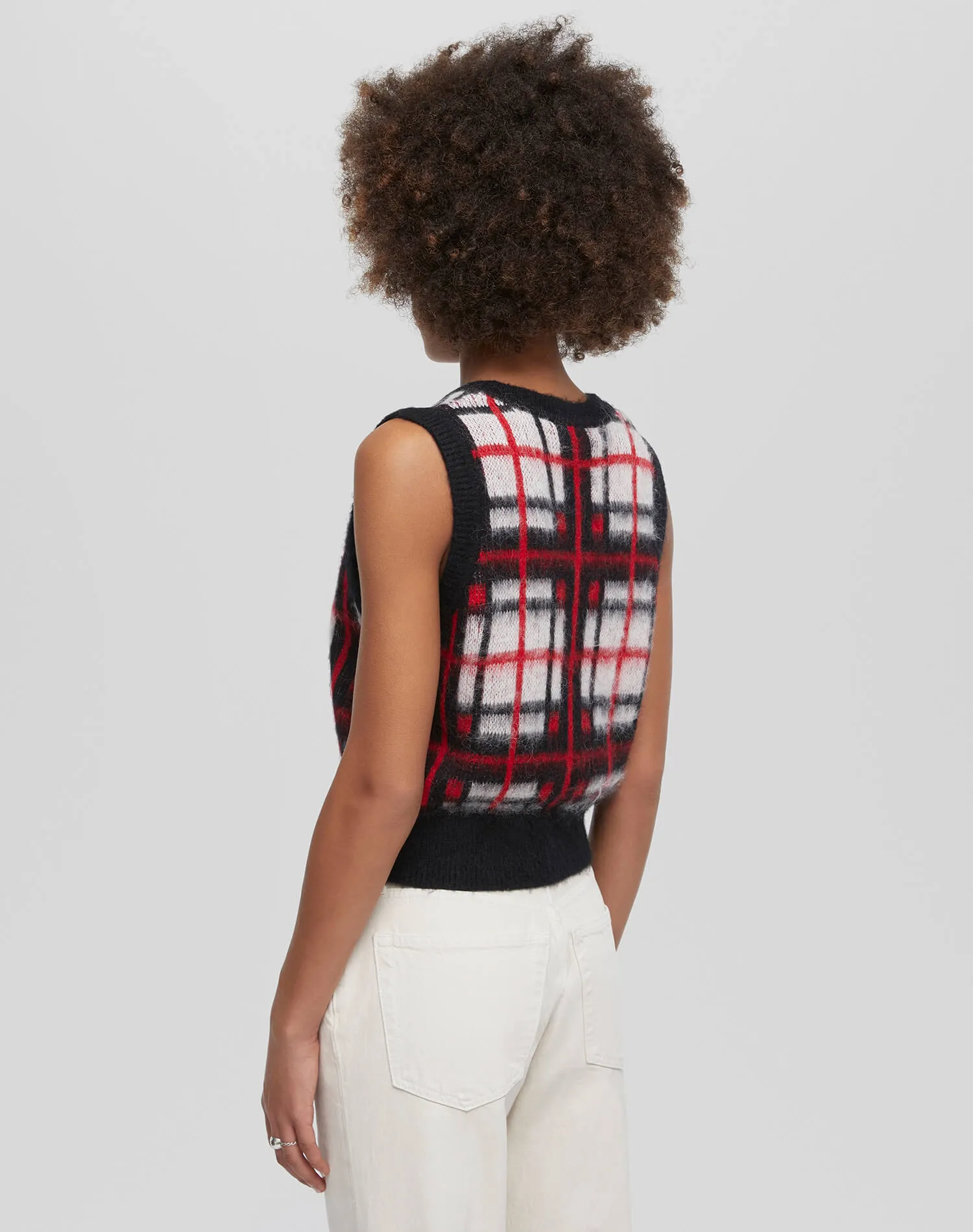 Tartan V Neck Vest - Black/Red/White sold by Re/Done product image thumbnail 4