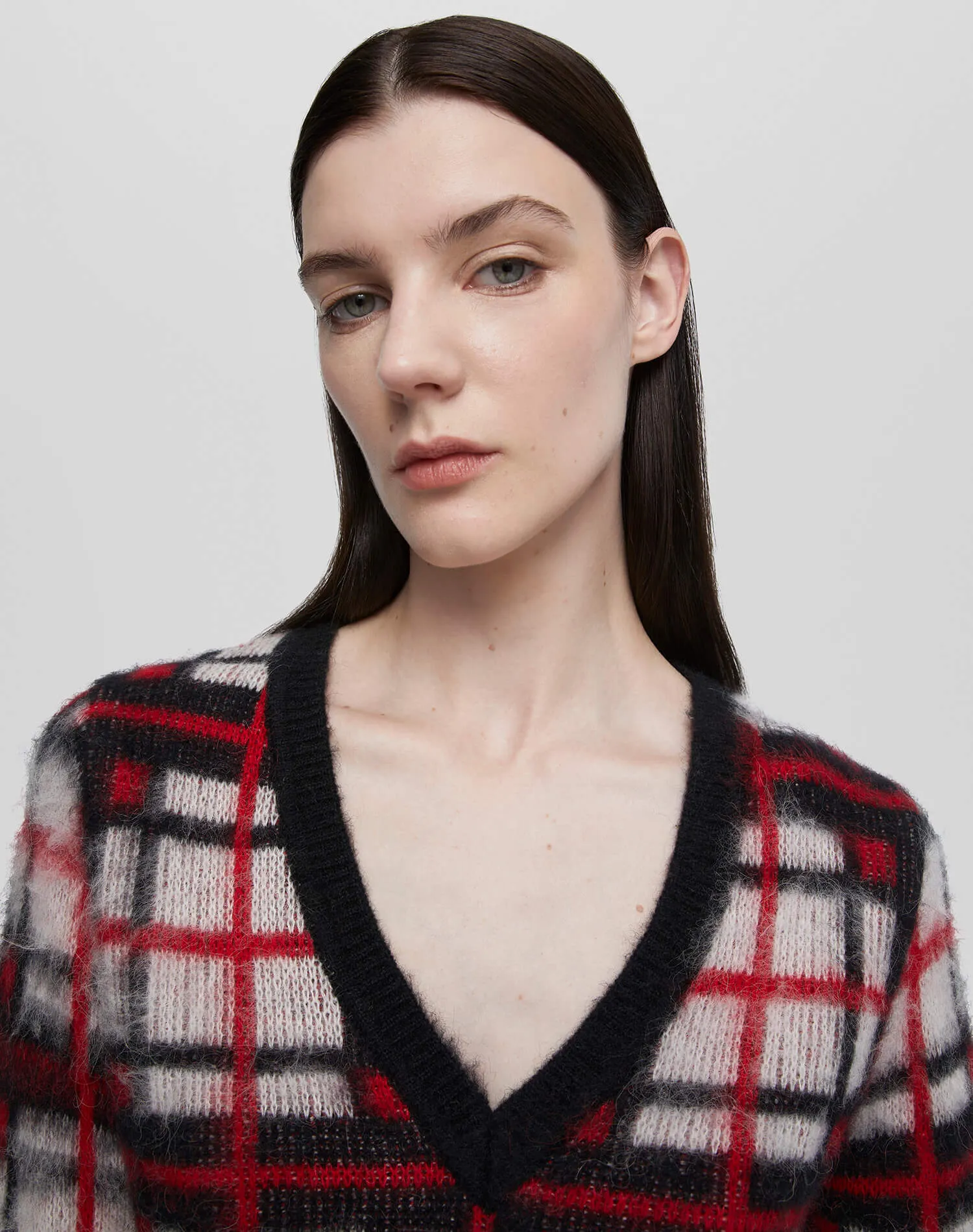 Tartan V Neck Pullover - Black/Red/White sold by Re/Done product image thumbnail 3
