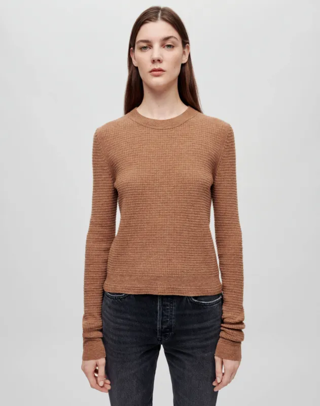 Waffle Slim Pullover - Chestnut sold by Re/Done