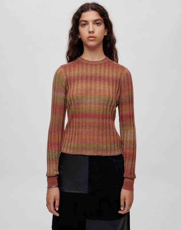 Poor Boy Rib Slim Pullover - Bayleaf Combo made by Re/Done