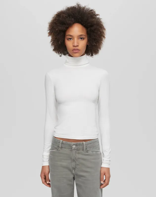 Hanes Sheer Turtleneck - Vintage White sold by Re/Done