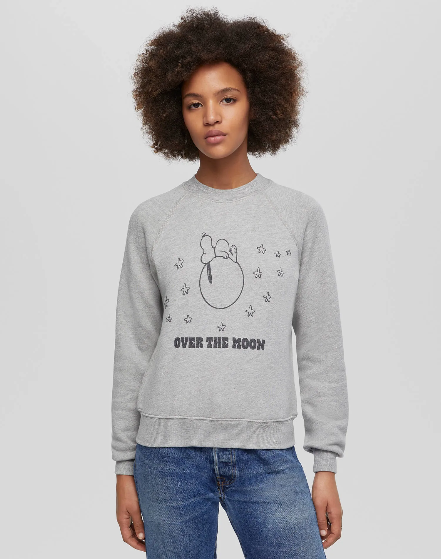 Classic "Snoopy Moon" Crewneck - Heather Grey sold by Re/Done