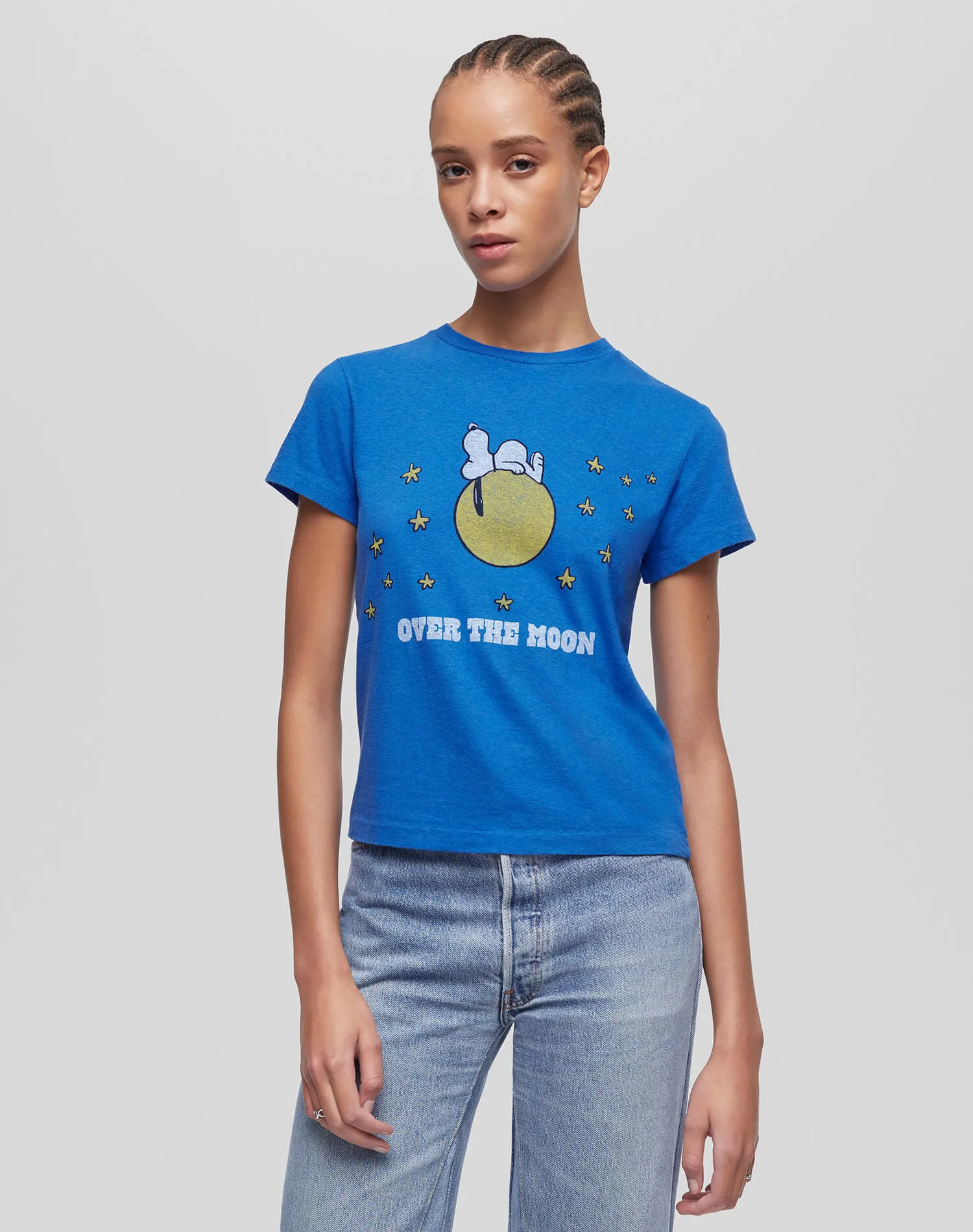 Classic "Snoopy Moon" Tee - Lapis sold by Re/Done