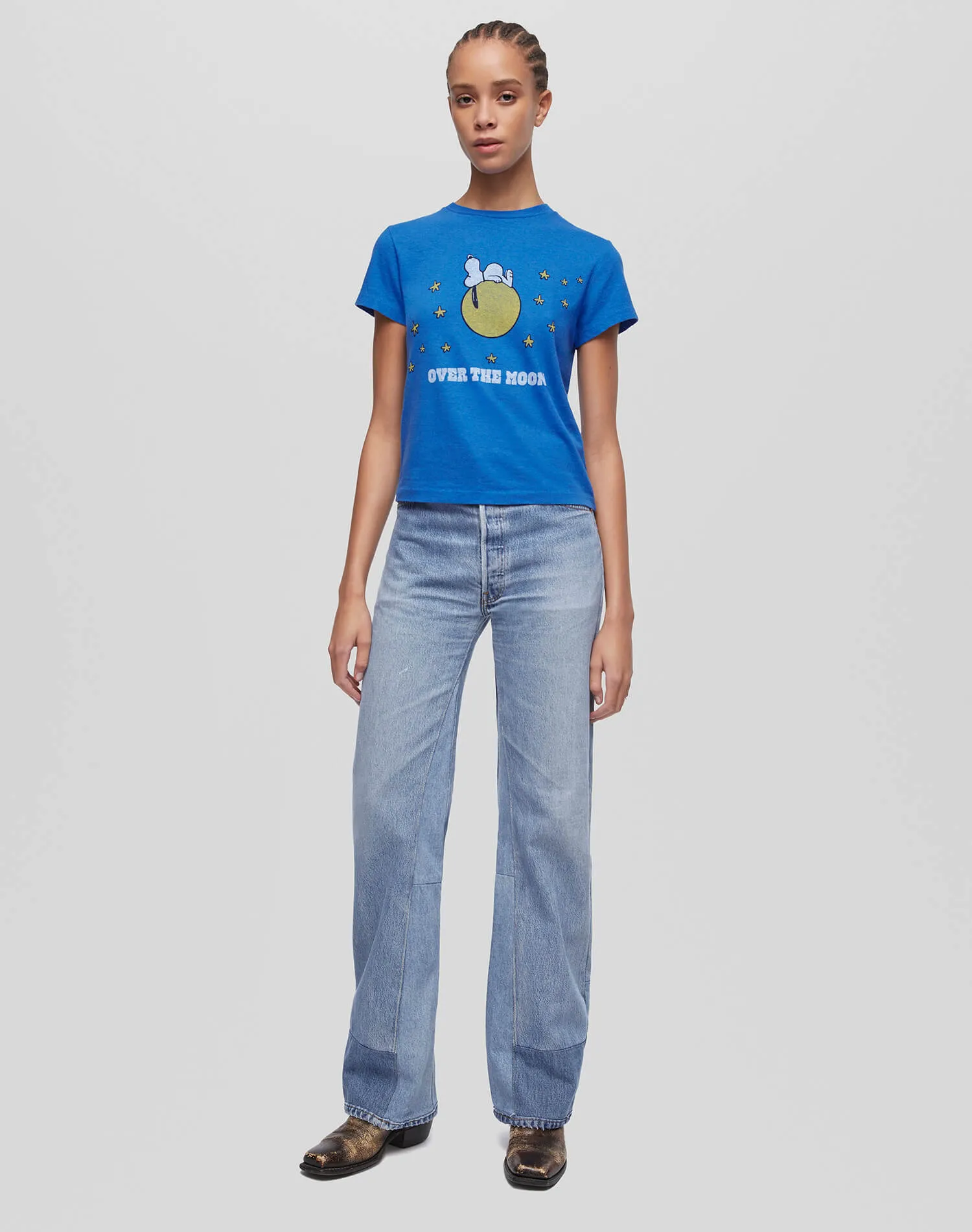 Classic "Snoopy Moon" Tee - Lapis sold by Re/Done product image thumbnail 2