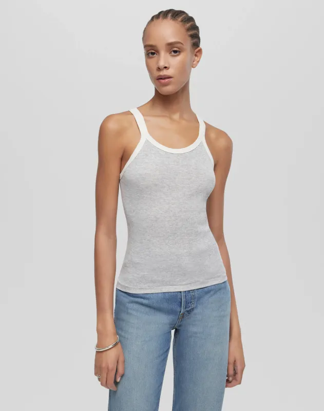 Hanes Ribbed Rank - Grey with Vintage White sold by Re/Done