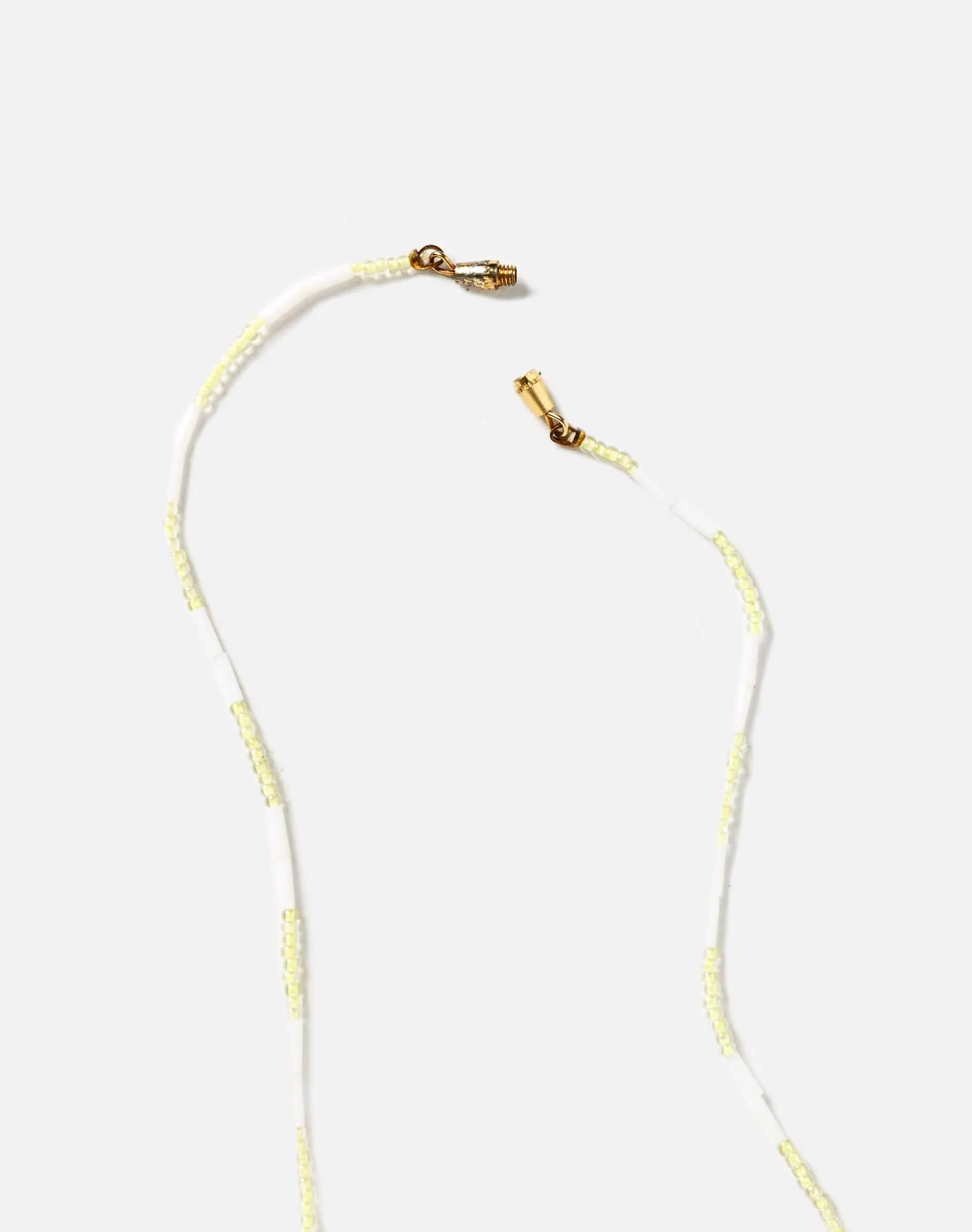 70s White Yellow Glass Bugle Seed Bead Choker Necklace sold by Re/Done product image thumbnail 3
