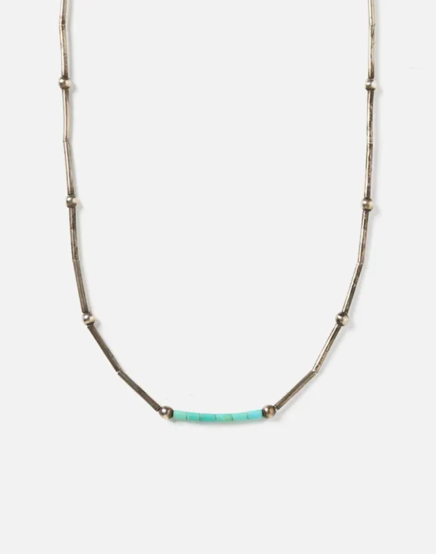 60s Liquid Silver Turquoise Choker made by Re/Done