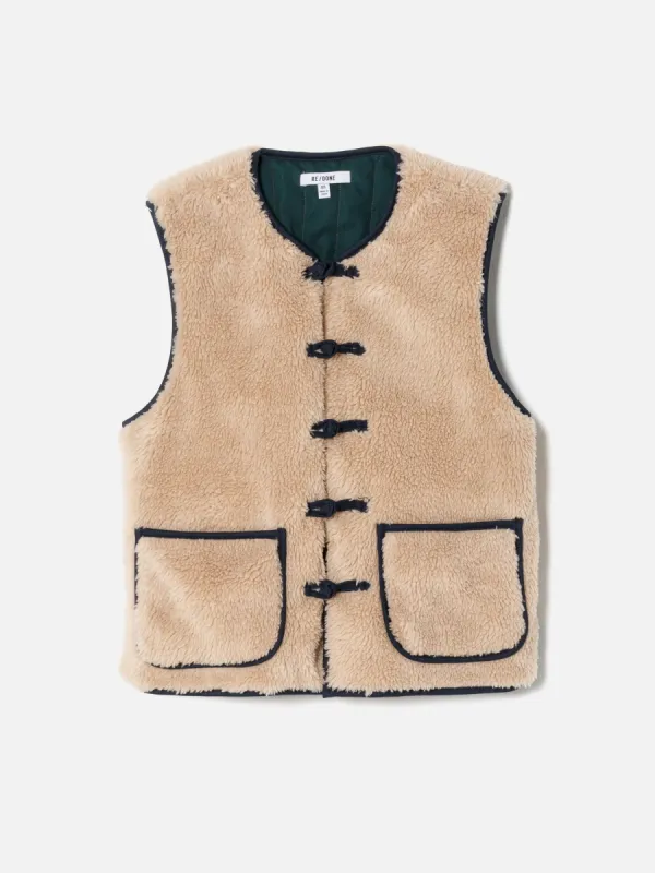 Knot Front Sherpa Vest - Natural sold by Re/Done