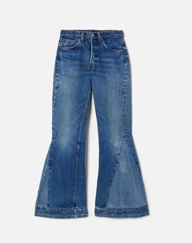 70s Reconstructed Single Stitch Levi's 501 Flares sold by Re/Done
