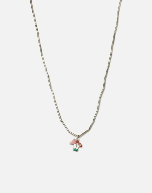 50s Sterling Tube Bead Mushroom Necklace sold by Re/Done