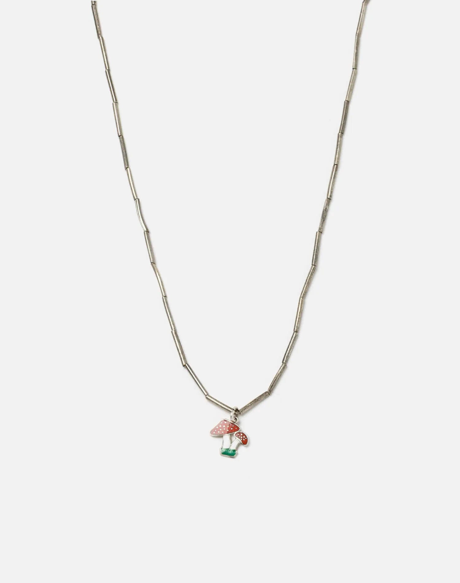 50s Sterling Tube Bead Mushroom Necklace sold by Re/Done