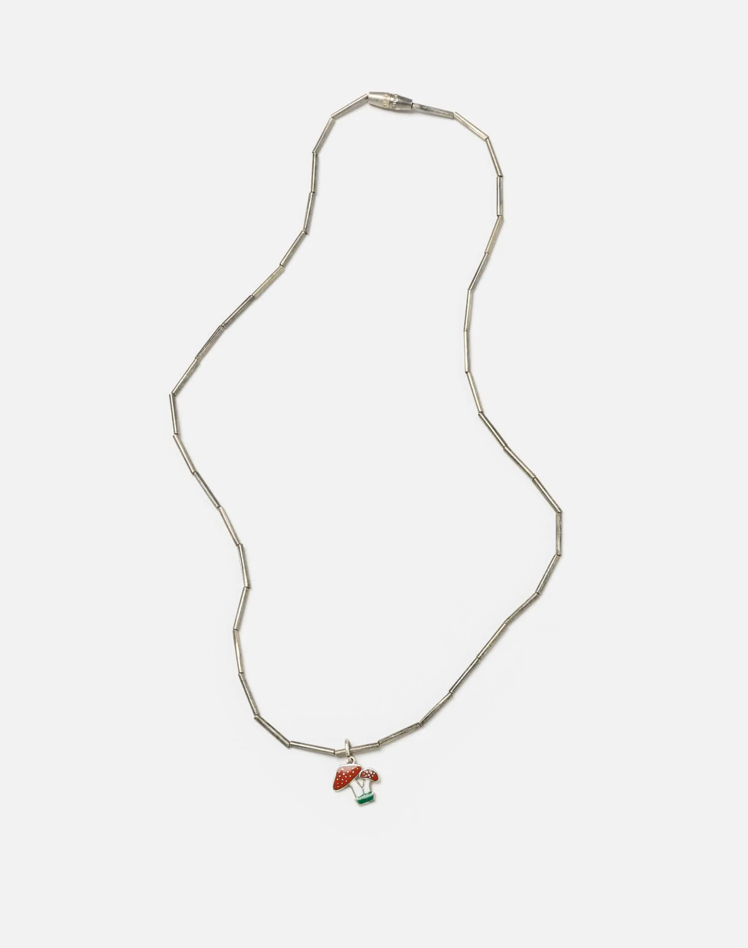 50s Sterling Tube Bead Mushroom Necklace sold by Re/Done product image thumbnail 3