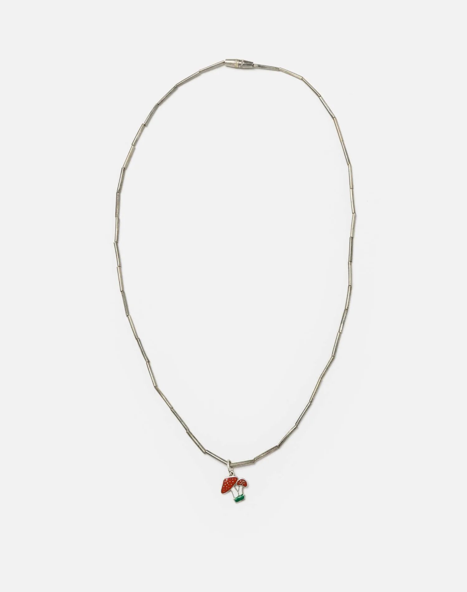 50s Sterling Tube Bead Mushroom Necklace sold by Re/Done product image thumbnail 2