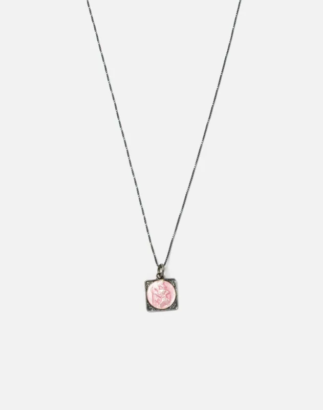 70s Square Sterling St Christopher Necklace made by Re/Done