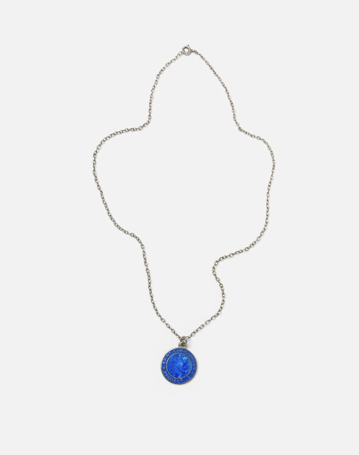 60s Sterling Royal Blue St Christopher Necklace sold by Re/Done product image thumbnail 4