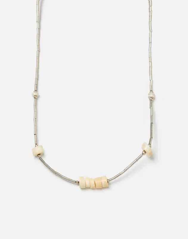 70s White and Tube Bead Necklace sold by Re/Done