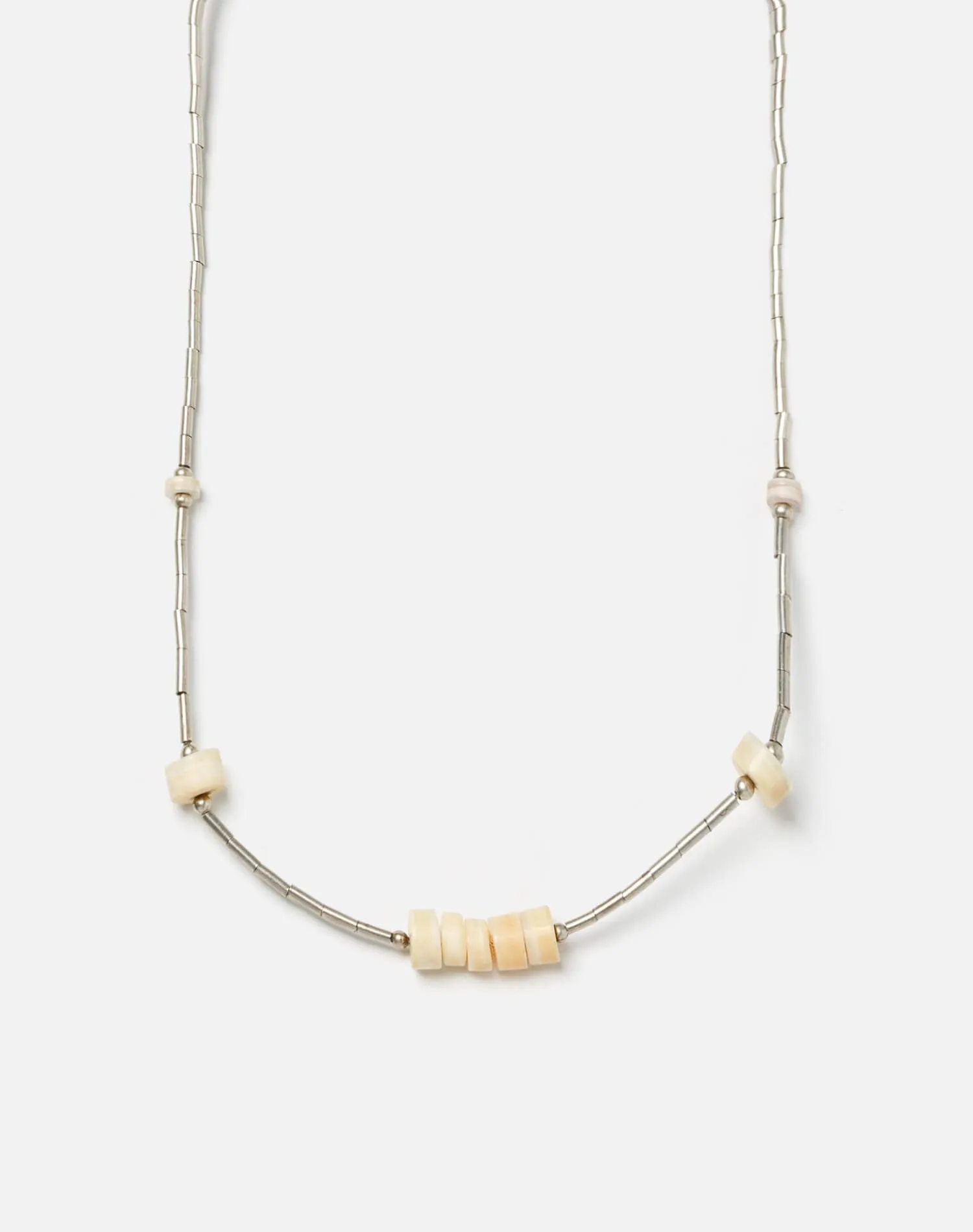 70s White and Tube Bead Necklace sold by Re/Done