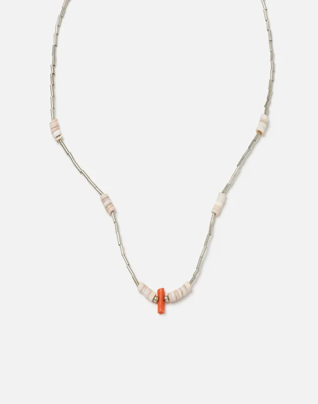 70s Sterling Tube Bead Necklace sold by Re/Done