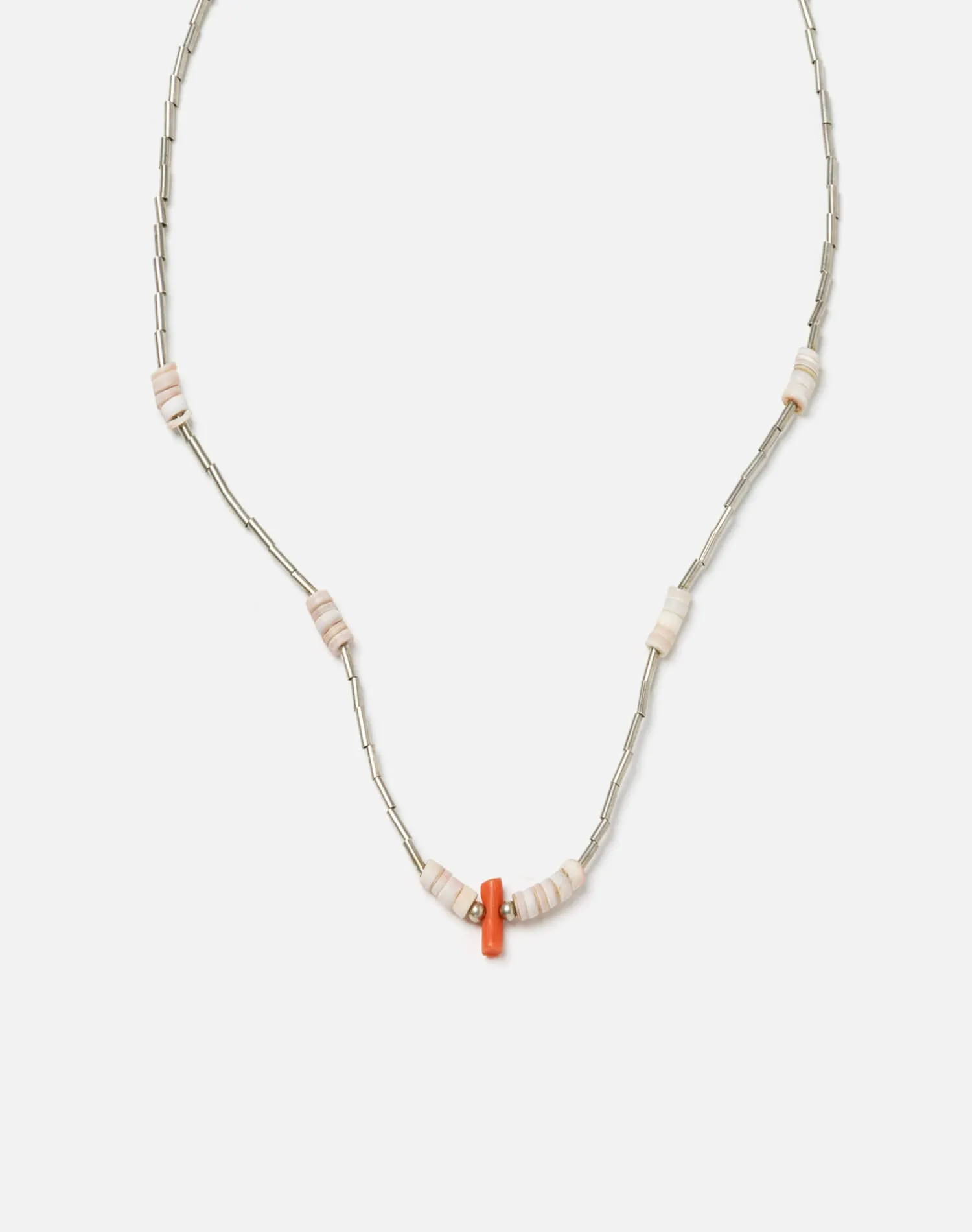 70s Sterling Tube Bead Necklace sold by Re/Done