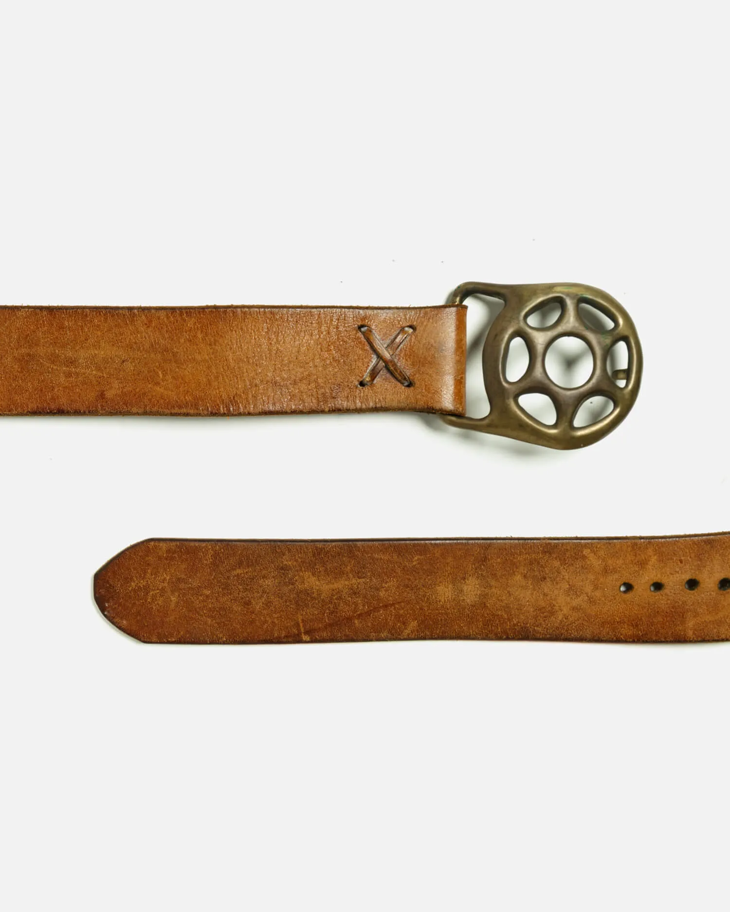 70s Round Brass Buckle Belt -#36 sold by Re/Done product image thumbnail 2