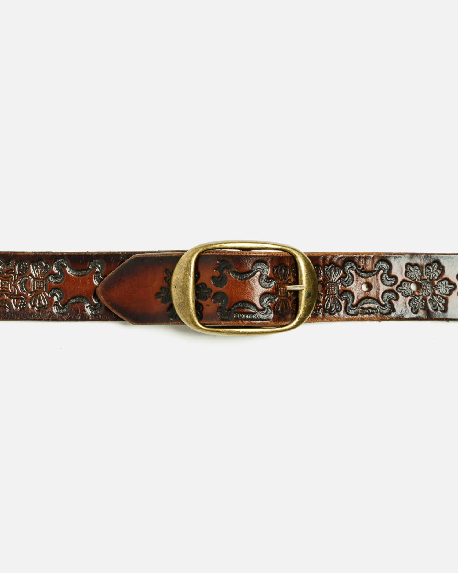 70s Embossed Skinny Belt With Brass Buckle -#33 sold by Re/Done product image thumbnail 4