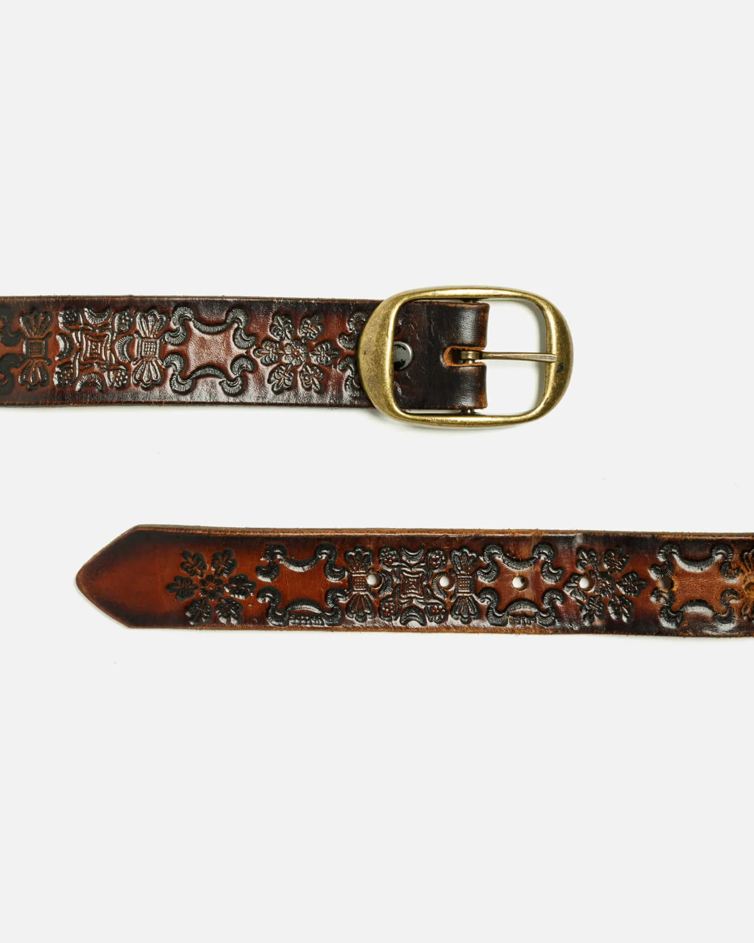 70s Embossed Skinny Belt With Brass Buckle -#33 sold by Re/Done product image thumbnail 2