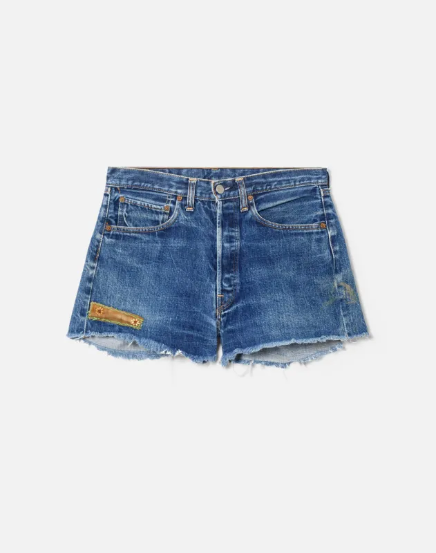 60s Patched Selvedge Big E Single Stitch 501 Levi's Shorts -#29 sold by Re/Done
