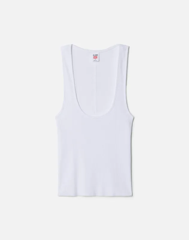 Hanes Cut Off Tank - Optic White made by Re/Done