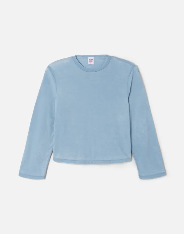 Hanes Burnout Long Sleeve Boxy Tee - Light Pacific sold by Re/Done