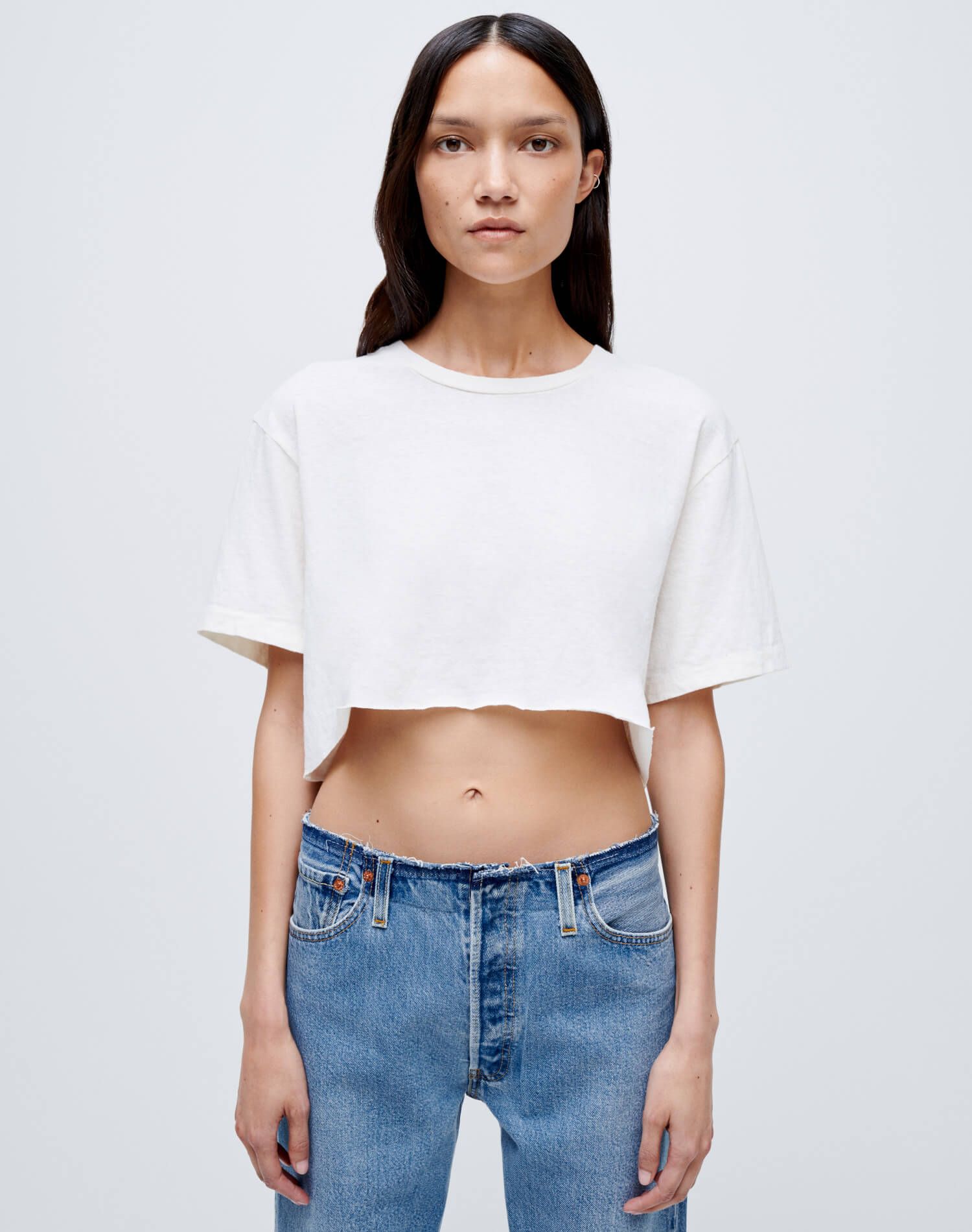 Cropped Loose Tee - White sold by Re/Done product image thumbnail 3