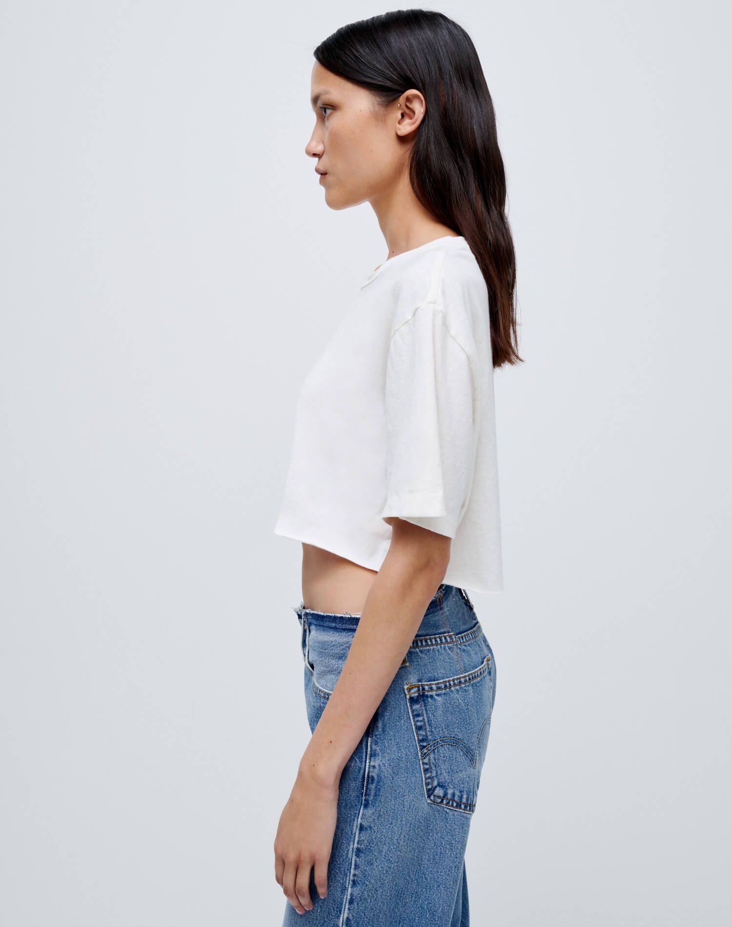 Cropped Loose Tee - White sold by Re/Done product image thumbnail 6