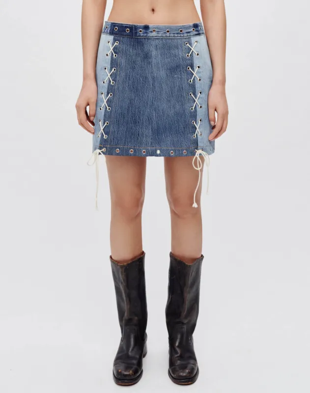 Levi's Denim Laced Mini - Indigo sold by Re/Done