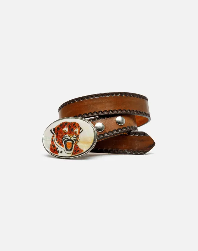 70s Abalone Tiger Belt sold by Re/Done