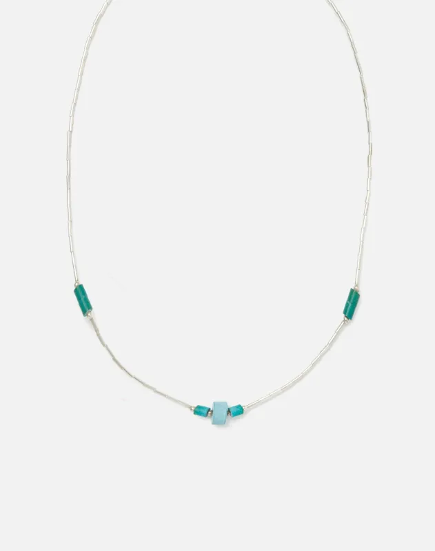 70s Liquid Silver and Turquoise Choker Necklace - #13 sold by Re/Done