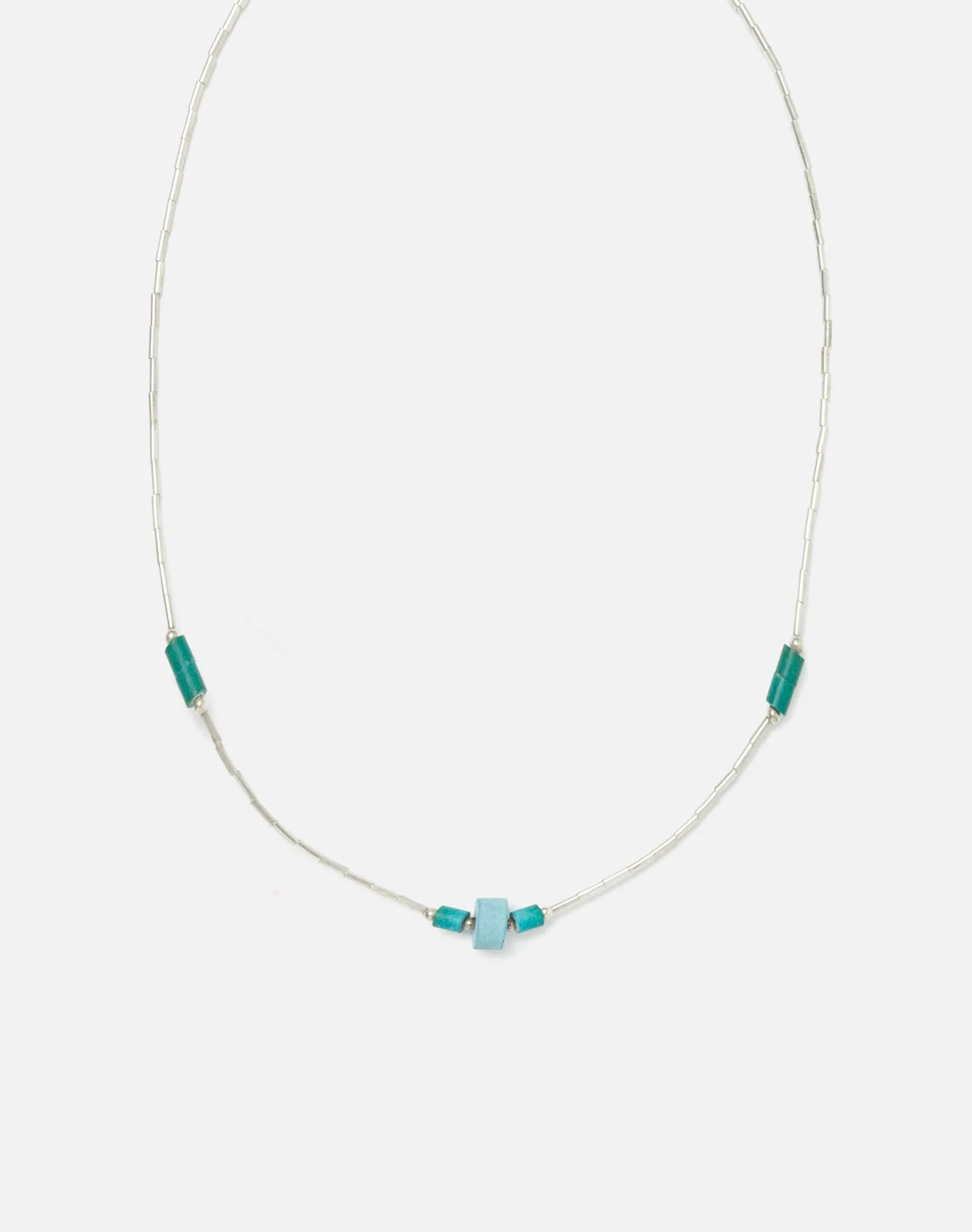 70s Liquid Silver and Turquoise Choker Necklace - #13 sold by Re/Done