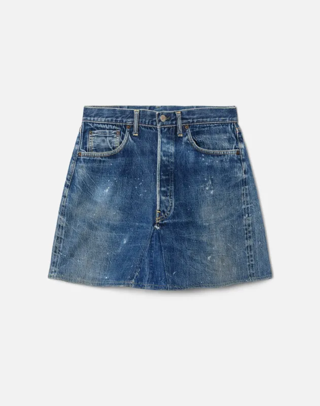 60s Embroidered Selvedge Big E Levi's Mini Skirt -#51 sold by Re/Done