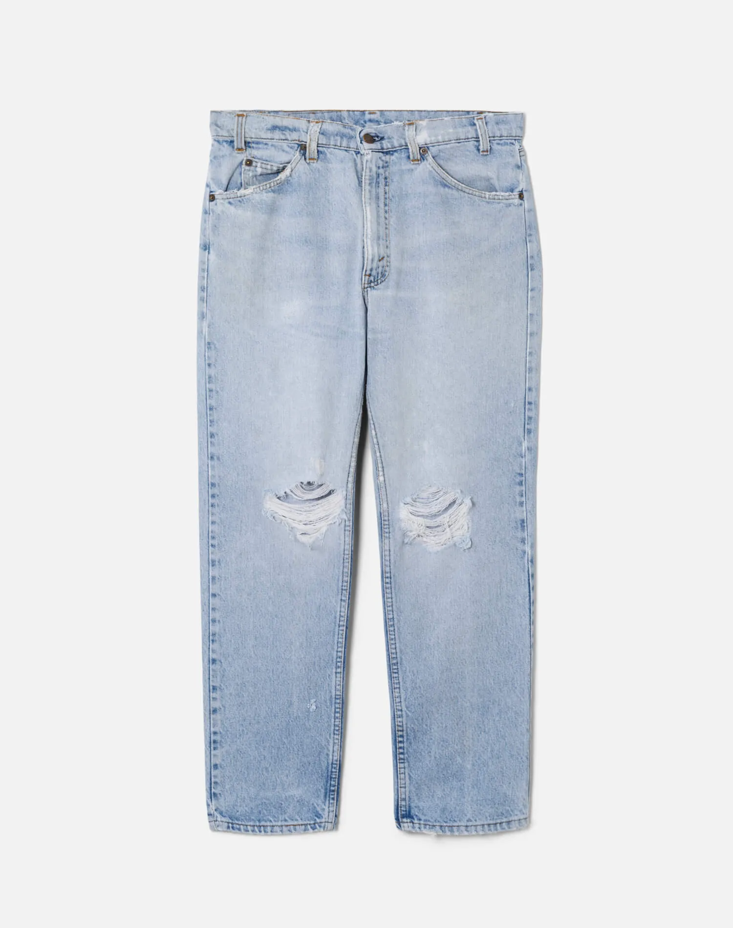 80s Distressed Orange Tab Levi's 505 -#6 sold by Re/Done