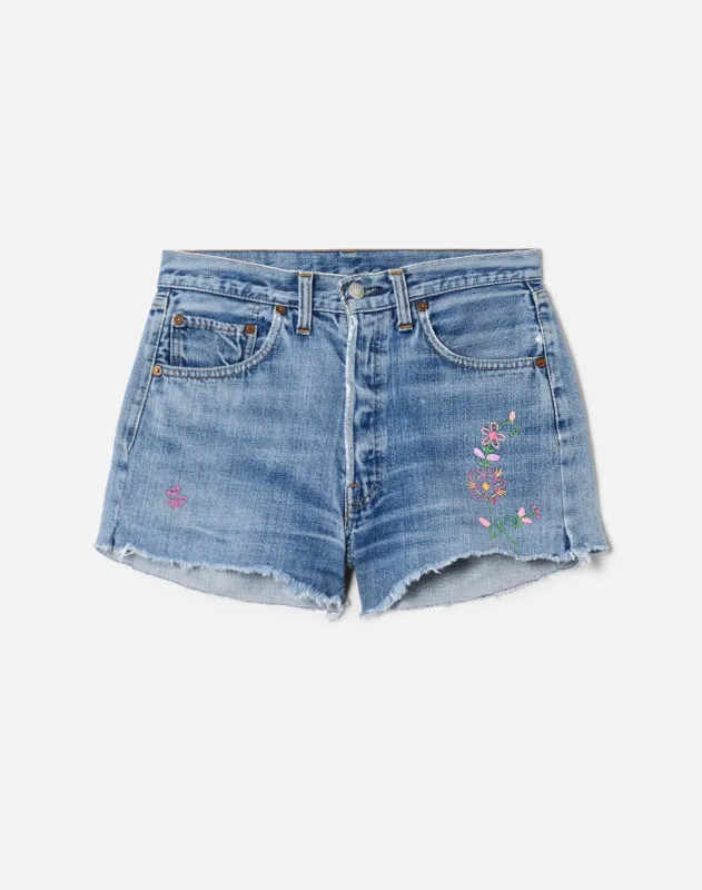 80s Embroidered Levi's 501 Cut Off Short -#54 sold by Re/Done