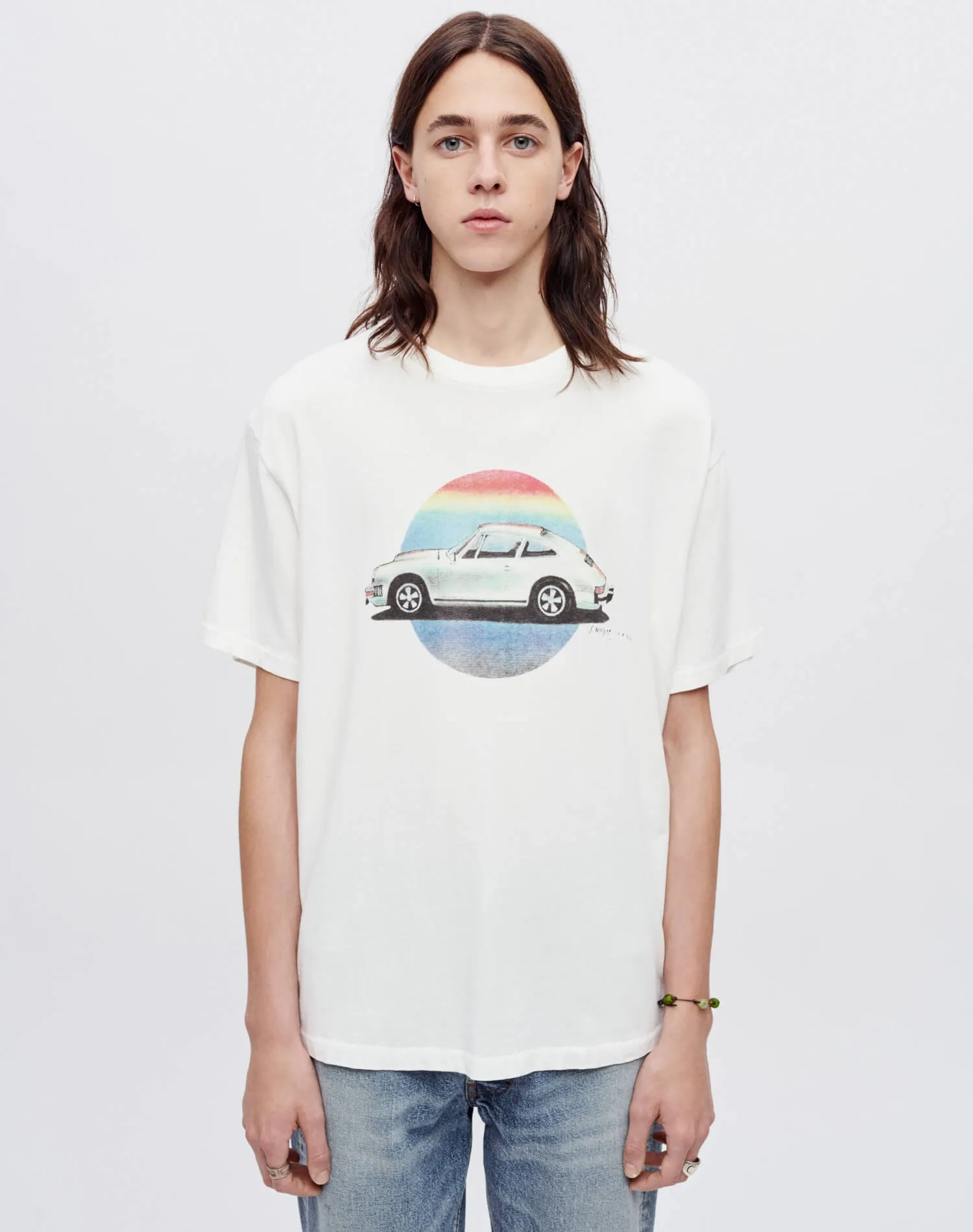 Loose "Porsche" Tee - Old White sold by Re/Done product image thumbnail 3