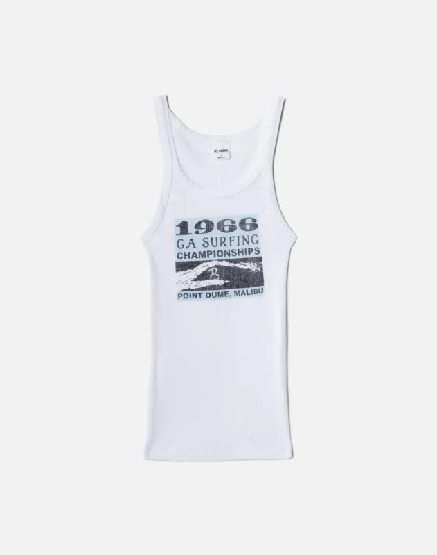 Ribbed "CA Surf" Tank - Optic White sold by Re/Done
